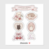 Retro Coquette Kat Club Sticker Sheet (Vel)