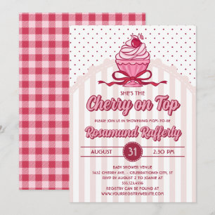 Retro Coquette Kers op de Meisje Baby Shower Kaart