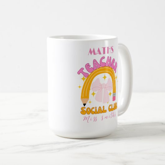 Retro coquette lint potlood wiskunde docent koffiemok (Voorkant rechts)