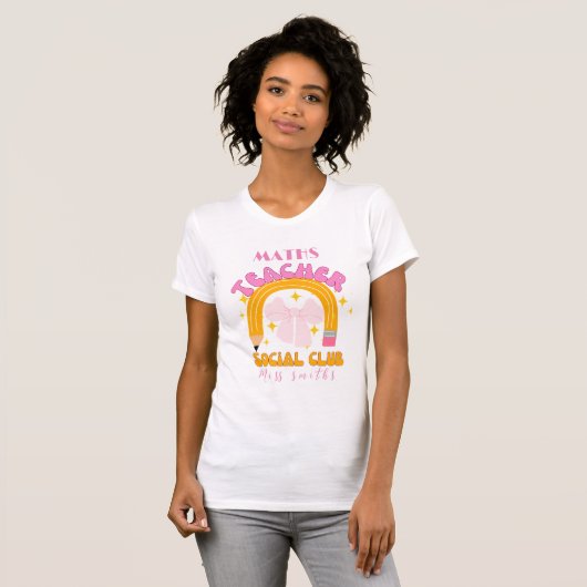 Retro coquette lint potlood wiskunde docent t-shirt (Voorkant volledig)