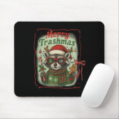 Retro Coquette Merry Trashmas Wasbeer Kerst Cu Muismat (Met muis)