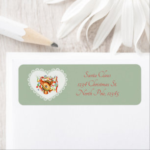 Retro  Coquette Pastel Baby Dieren Herten Etiket