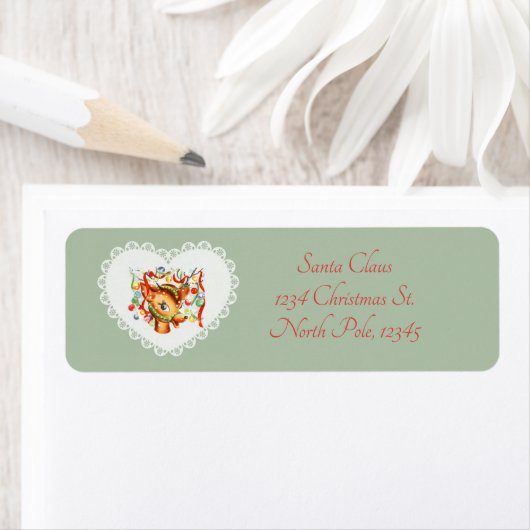 Retro Coquette Pastel Baby Dieren Herten Etiket (Insitu)