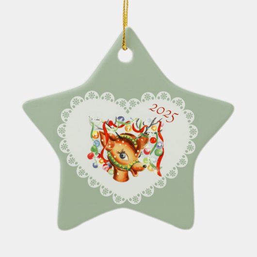 Retro Coquette Pastel Baby Dieren Herten Keramisch Ornament (Voorkant)