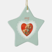 Retro Coquette Pastel Baby Dieren Hond Keramisch Ornament (Rechts)