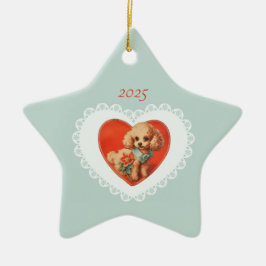 Retro  Coquette Pastel Baby Dieren Hond Keramisch Ornament