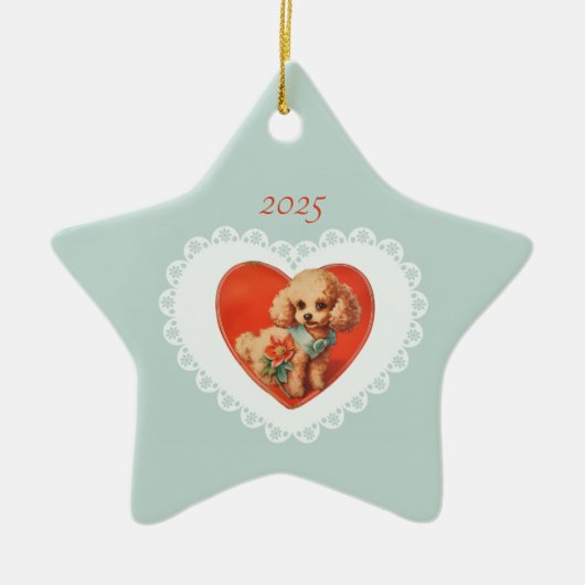 Retro Coquette Pastel Baby Dieren Hond Keramisch Ornament (Voorkant)