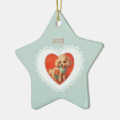 Retro Coquette Pastel Baby Dieren Hond Keramisch Ornament (Links)