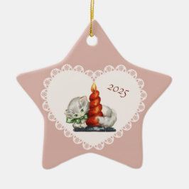 Retro  Coquette Pastel Baby Dieren Kat Keramisch Ornament