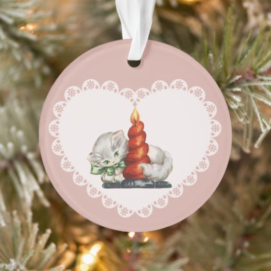 Retro  Coquette Pastel Baby Dieren Kat Ornament (Boom)