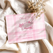 Retro Coquette Roze strik Afstuderen Bedankkaart