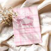 Retro Coquette Roze strik Afstuderen Kaart