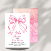Retro Coquette Roze strik Baby shower Kaart