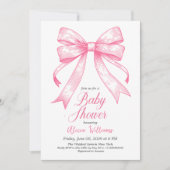 Retro Coquette Roze strik Baby shower Kaart (Voorkant)