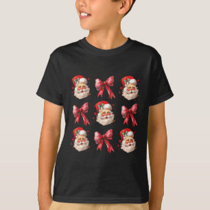 Retro Coquette Santa Red Bows Kerstmis voor vrouwe T-shirt