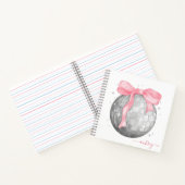 Retro Coquette Silver Disco ball Pink Ribbon Notitieboek (Binnen)