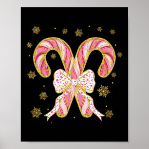 Retro Coquette Strik Kandijstok Kerstseizoen Vrouw Poster