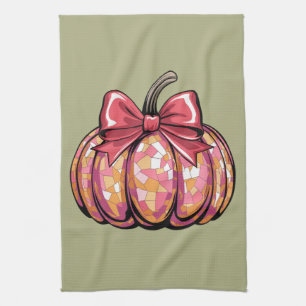 Retro Coquette Strik Pompoen Herfst Sfeer Seizoen Theedoek