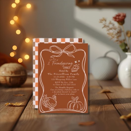 Retro Coquette Vriendschapsdiner Kaart