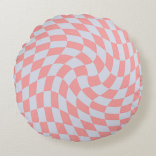 Retro Coral Blue Checker gekette Dorm Rond Kussen