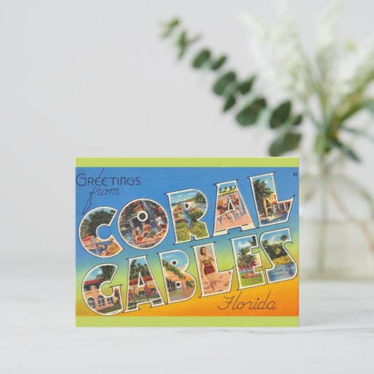 Retro Coral Gables Florida Briefkaart (Staand voorkant)