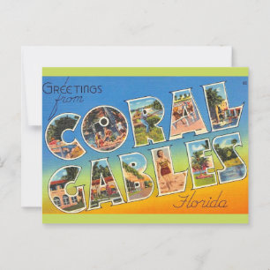 Retro Coral Gables Florida Briefkaart