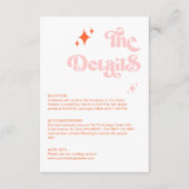 Retro Coral Roze Groovy Script Trouwdetails Informatiekaartje (Voorkant)