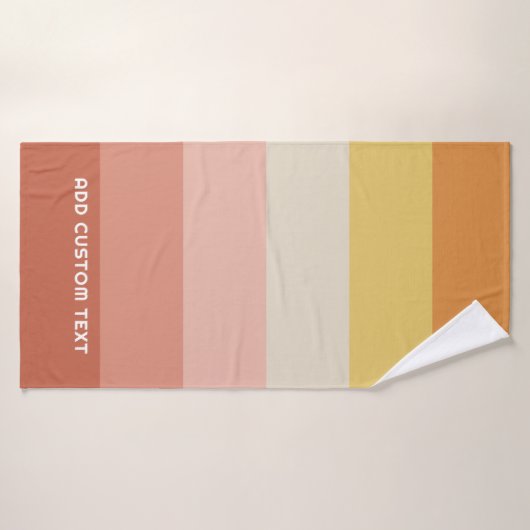 Retro Coral Sunset Stripes Minimal Sans Serif Naam Badhanddoek (Badhanddoek)