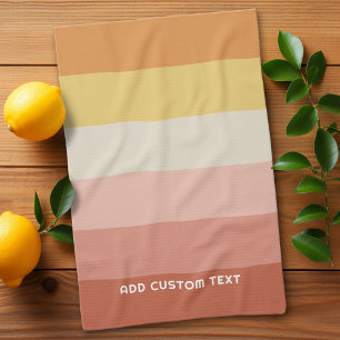 Retro Coral Sunset Stripes Minimal Sans Serif Naam Theedoek