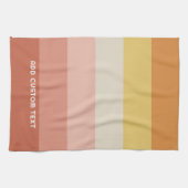 Retro Coral Sunset Stripes Minimal Sans Serif Naam Theedoek (Horizontaal)