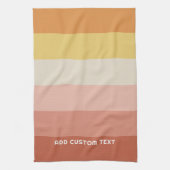Retro Coral Sunset Stripes Minimal Sans Serif Naam Theedoek (Verticaal)