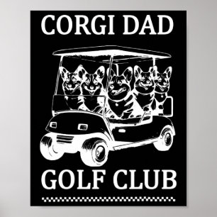 Retro Corgi Dad Golfclub Schattige Dog Swinging Go Poster