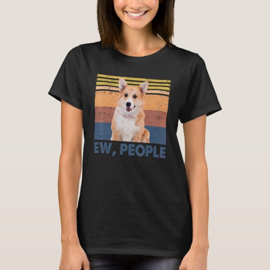 Retro Corgi Ew, Mensen Corgi Loves Hond T-shirt (Voorkant)