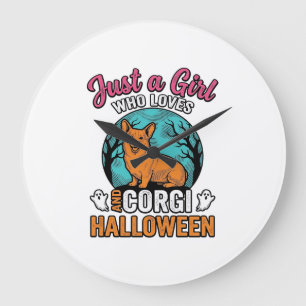 Retro Corgi Halloween Meisje Hond Liefhebber Shirt Grote Klok