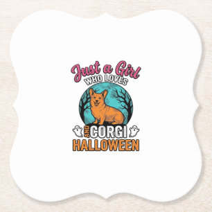 Retro Corgi Halloween Meisje Hond Liefhebber Shirt Kartonnen Onderzetters