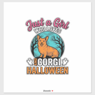 Retro Corgi Halloween Meisje Hond Liefhebber Shirt Sticker