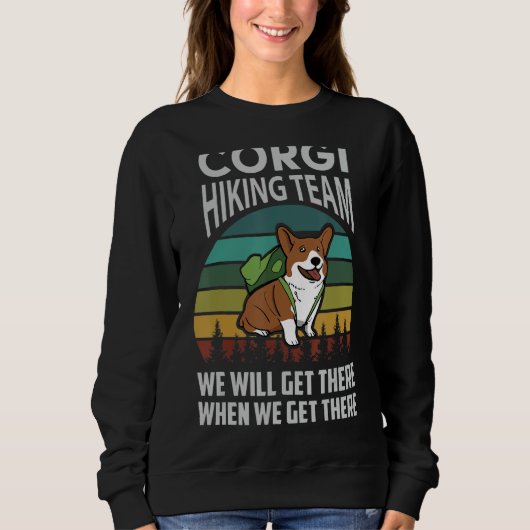 Retro Corgi Hiking Team Funny Dog Camp Cute Pet Fu Trui (Voorkant)