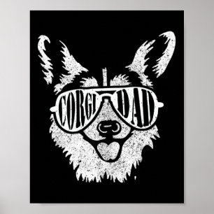 Retro Corgi Vader Cadeau Hondeneigenaar Huisdier W Poster