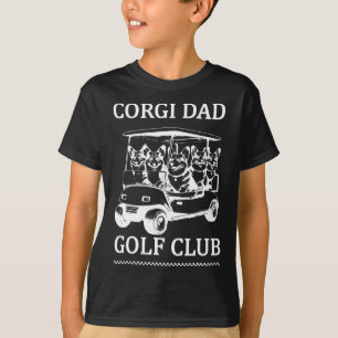 Retro Corgi Vader Golfclub Schattige Hond Swingend T-shirt