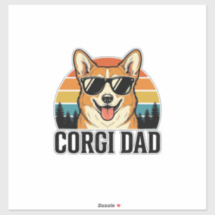 Retro Corgi Vader Graveren Hond Liefhebber Shirt O Sticker