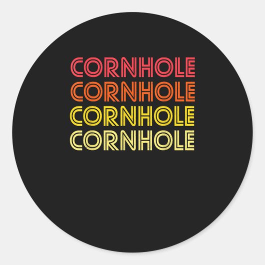 Retro Cornhole  Cornhole Ronde Sticker (Voorkant)
