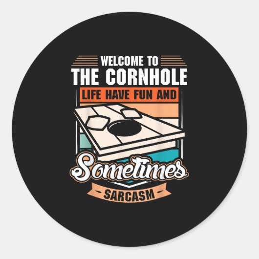 Retro Cornhole Ronde Sticker (Voorkant)