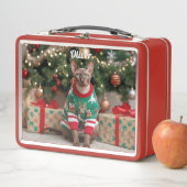 Retro Cornish Rex Cat Christmas gepersonaliseerd (In situ)