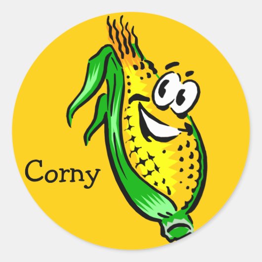 Retro Corny Guy Ronde Sticker (Voorkant)