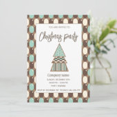 Retro  corporate kerstfeest Uitnodiging (Staand voorkant)