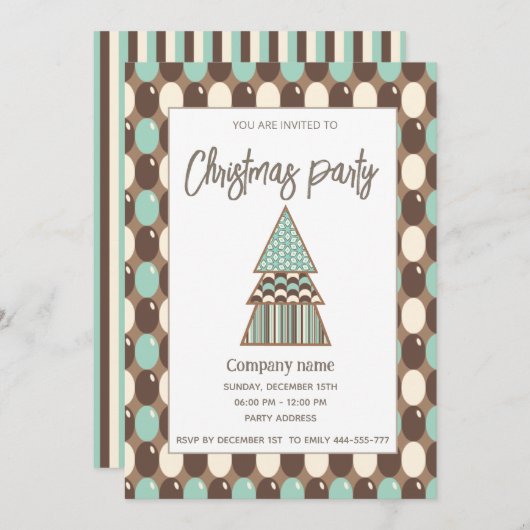 Retro  corporate kerstfeest Uitnodiging (Voorkant / Achterkant)