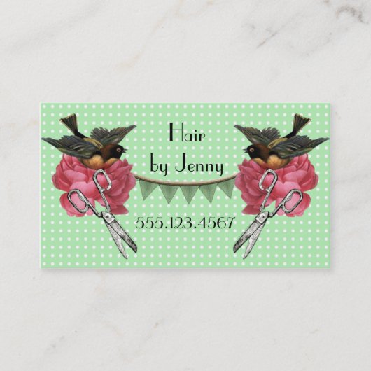  retro cosmetoloog haarstylist roos Munt Visitekaartje (Voorkant)
