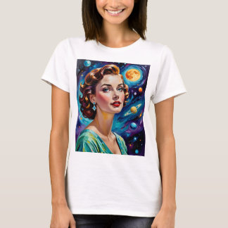Retro Cosmic Beauty  Space Art T-shirt