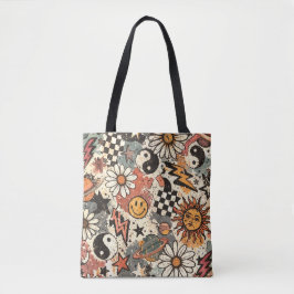 Retro Cosmic Grunge: 90s Nostalgia Seamless Patter Tote Bag