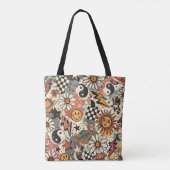 Retro Cosmic Grunge: 90s Nostalgia Seamless Patter Tote Bag (Achterkant)